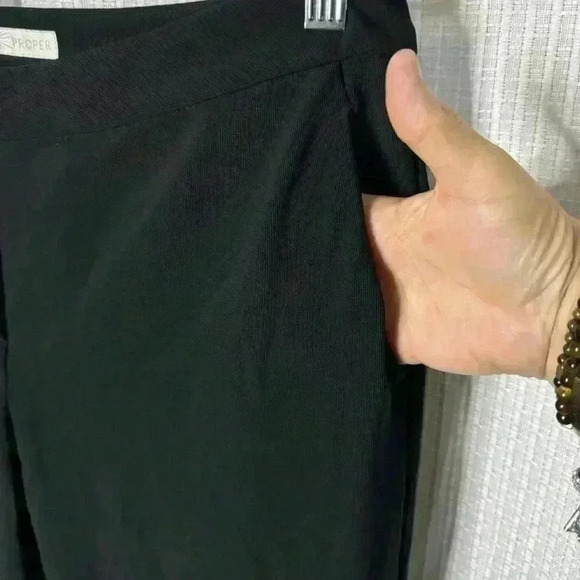 Boston Proper Women’s 10 Black Wide Leg Dress Pants Button Zip Front Pockets - Picture 3 of 14